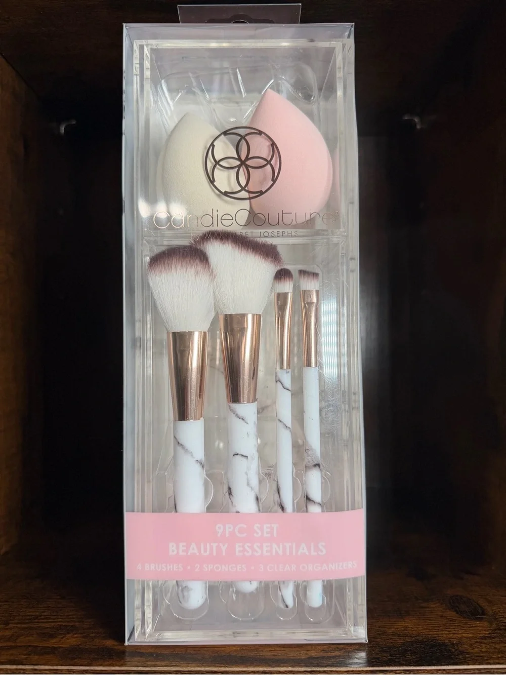 CandieCouture 9-Piece Makeup Brush Sponge & Organizer Set – New